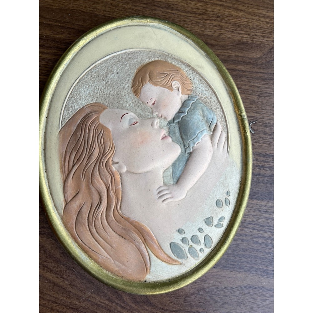 Ceramica Tapia Mother and Son Ceramic Wall Art Relief Sculpture Mexico